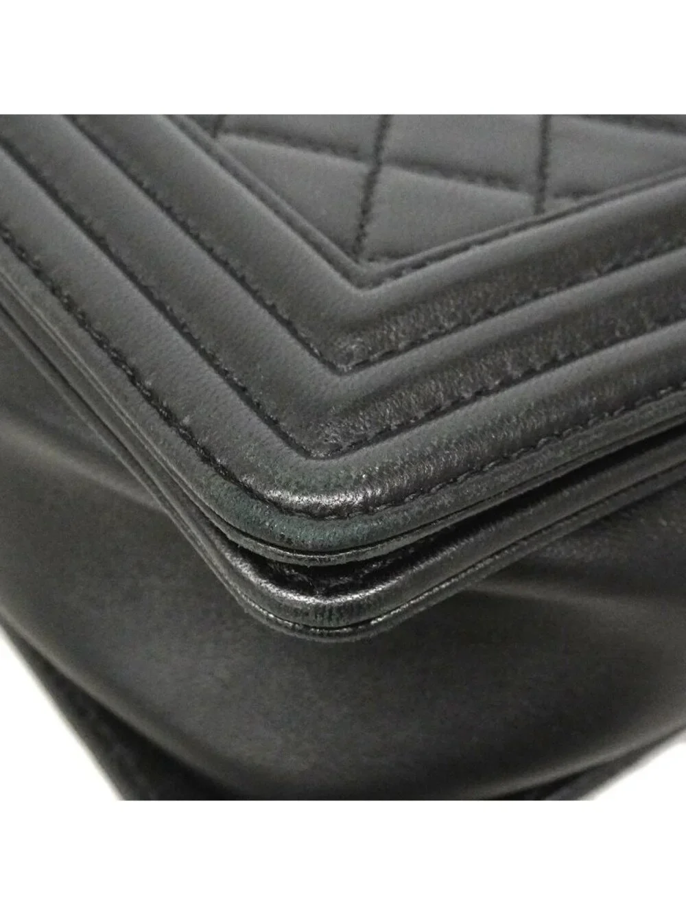 Chanel Shoulder Bag Boy Lambskin Black Champagne Gold
